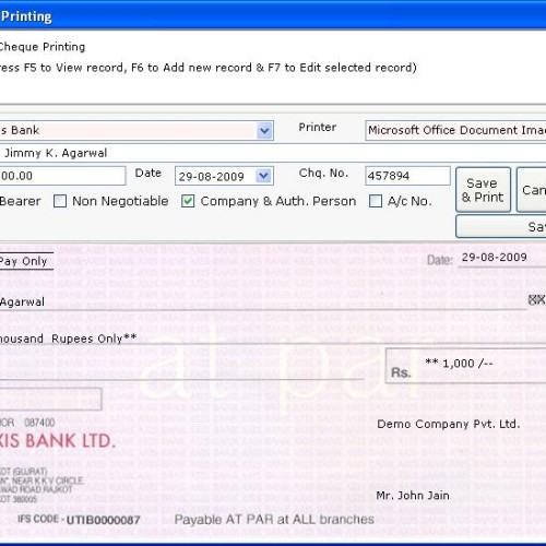 Gnprinting - cheque printing software